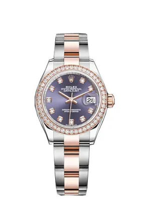 Rolex Purple Diamond Dial Ladies Steel and 18ct Oyster Watch 279381PUDO