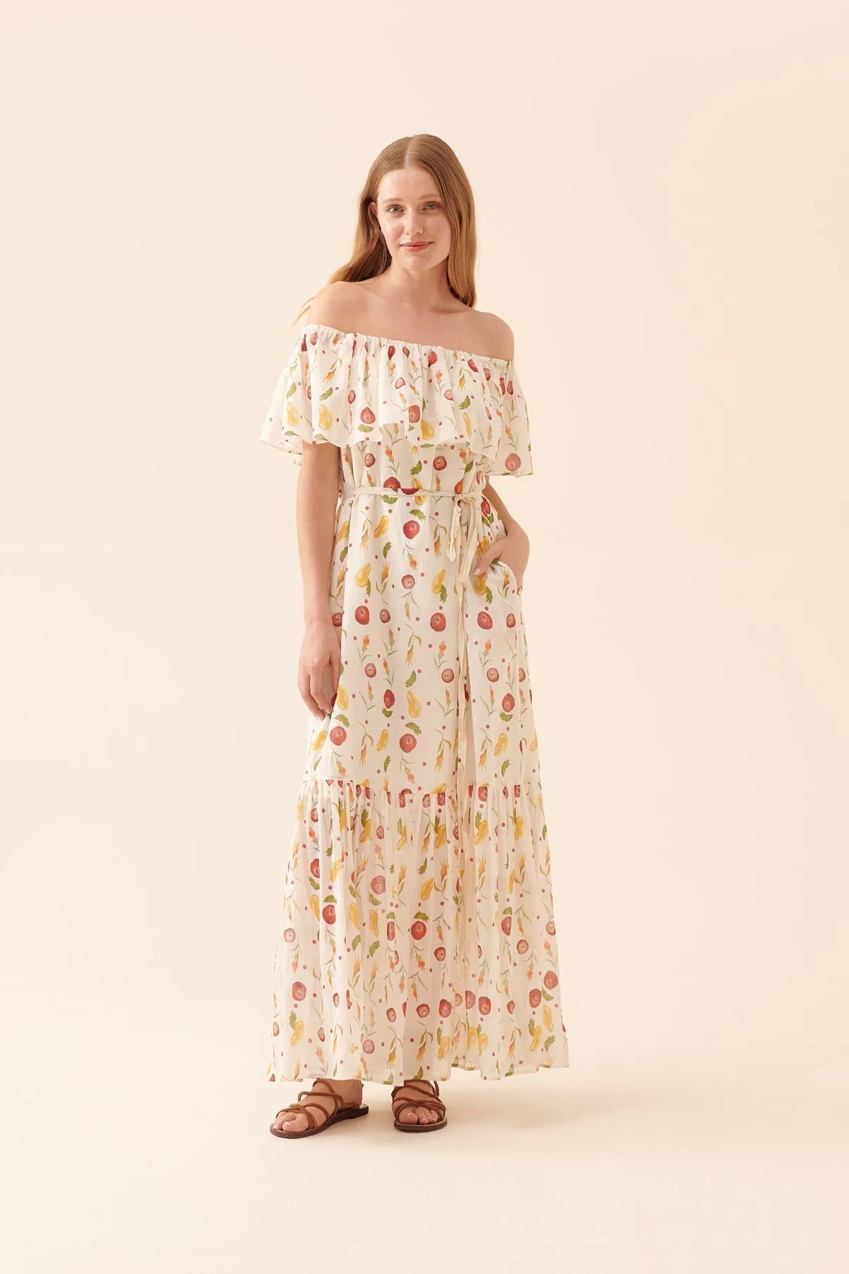 Roman Floral Printed Maxi Dress Multi Color