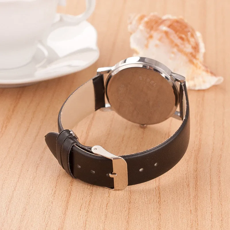 Roman Number Couple Leather Watch
