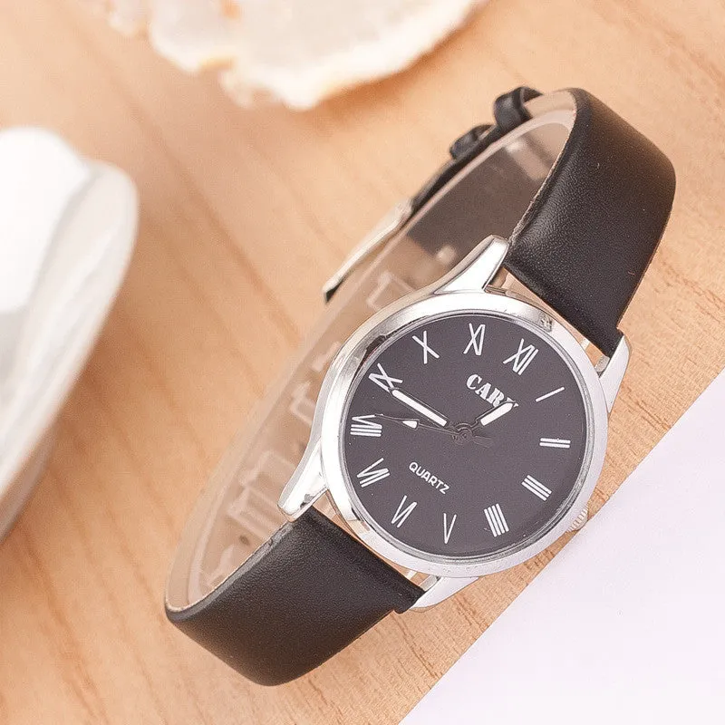 Roman Number Couple Leather Watch