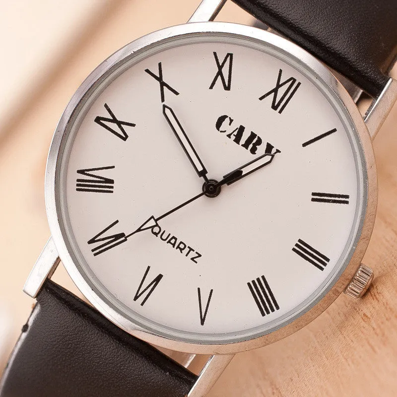 Roman Number Couple Leather Watch