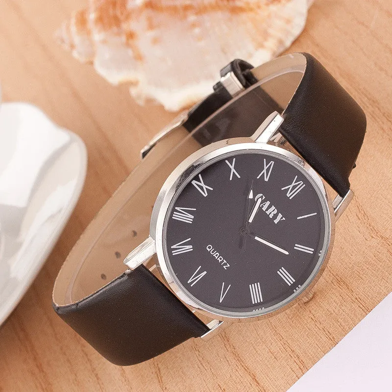 Roman Number Couple Leather Watch