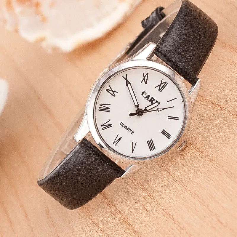 Roman Number Couple Leather Watch