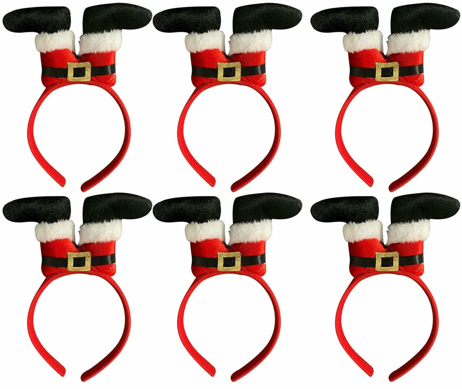 Santa legs upside Down Aliceband Red Christmas Fancy Dress Party Pack of 6
