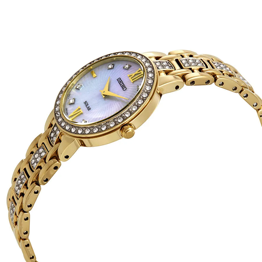Seiko Solar Crystal White Mother of Pearl Dial Ladies Watch SUP364