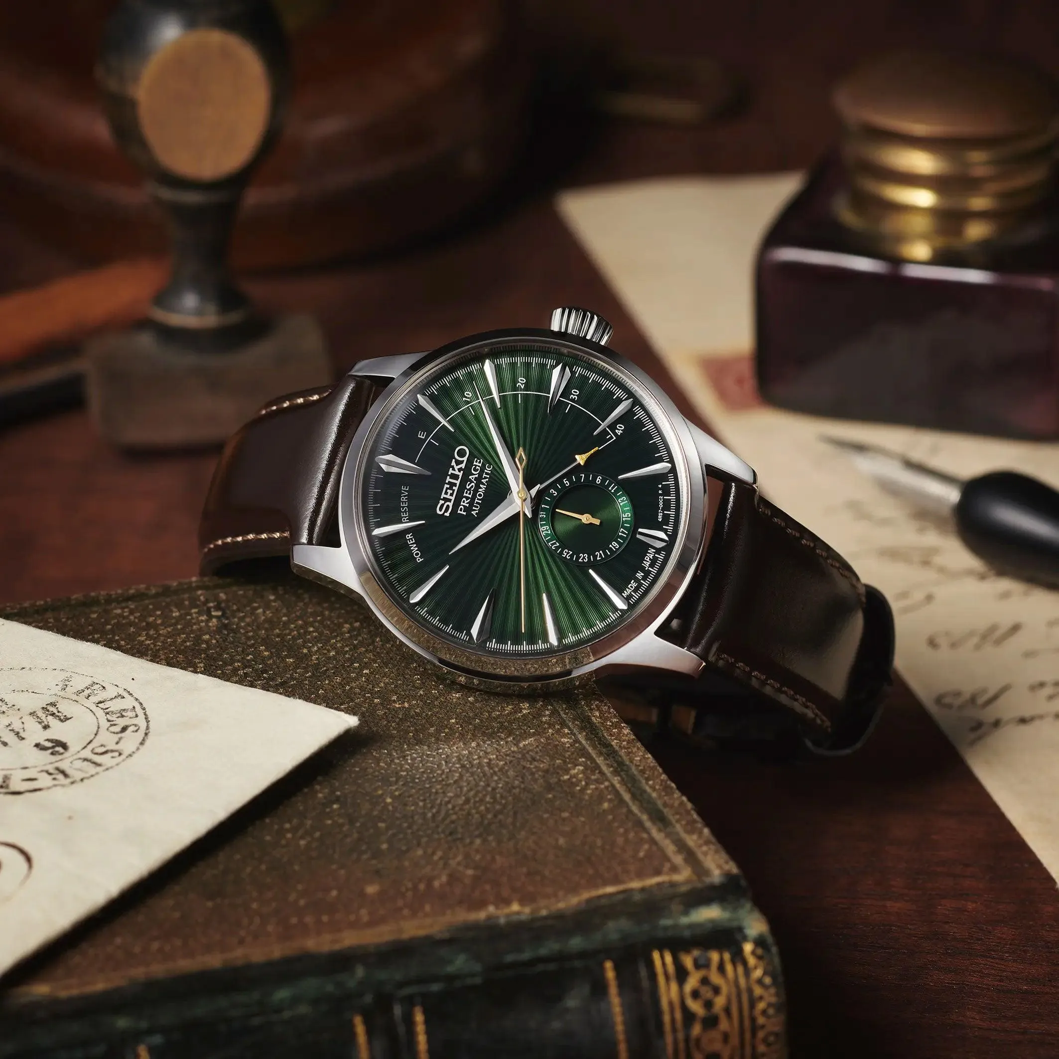 Seiko - SSA459J ‘Midnight Mockingbird’ Presage Cocktail Time Power Indicator Automatic Watch