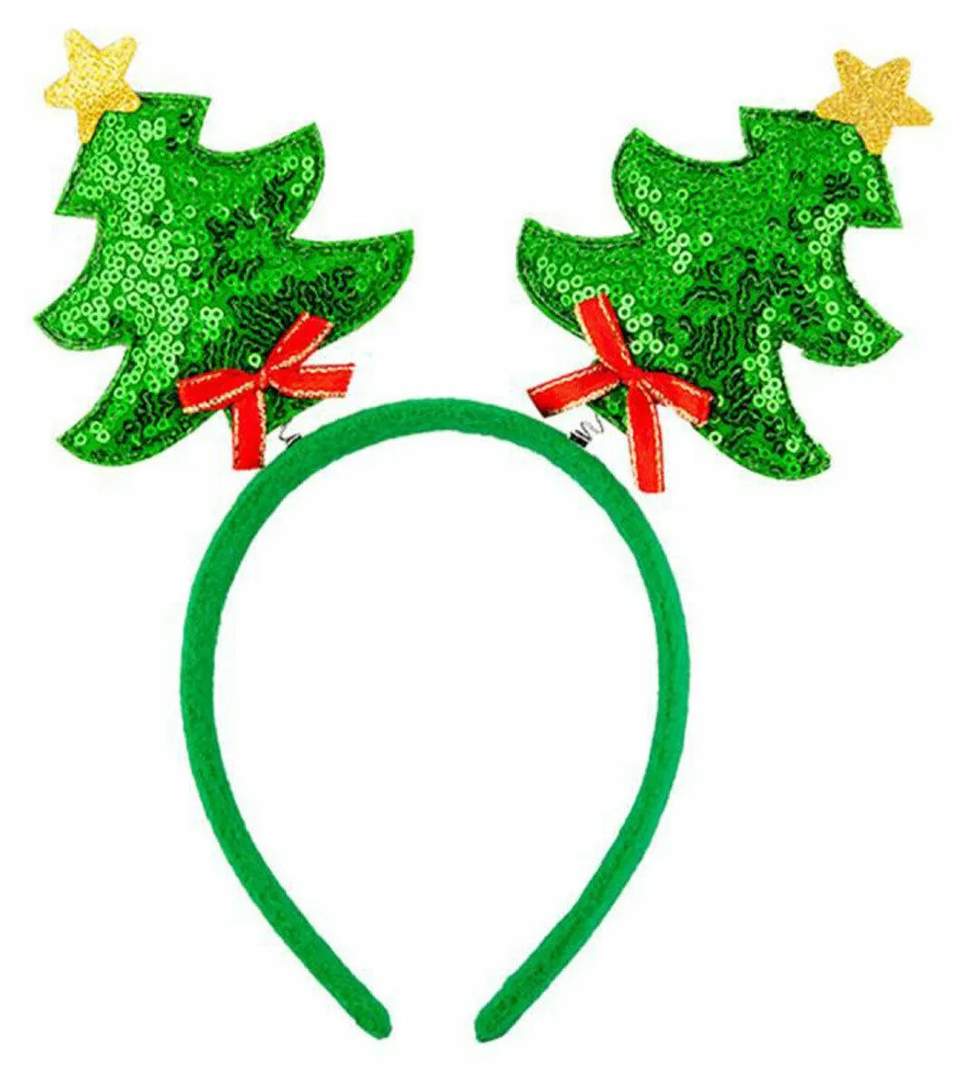 Sequin Christmas Mini Tree Boppers Headband Green Xmas Party Fancy Dress
