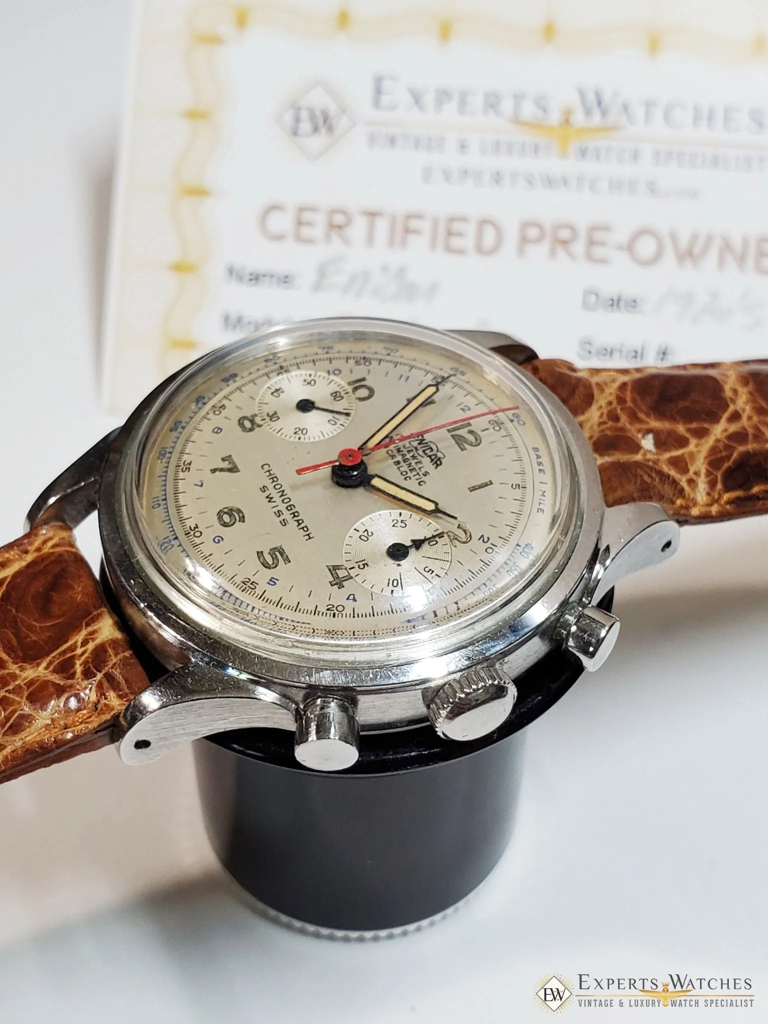 Serviced Vintage Enicar Chronograph Pilots Watch Valjoux 92 Pre Sherpa 1970's