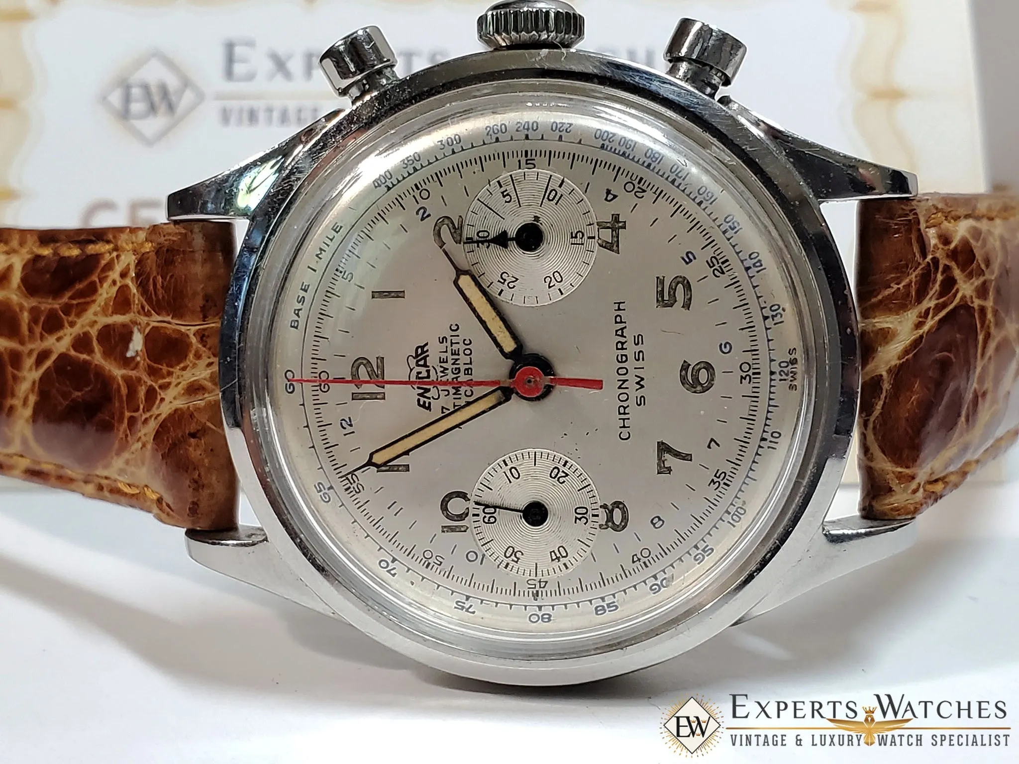 Serviced Vintage Enicar Chronograph Pilots Watch Valjoux 92 Pre Sherpa 1970's