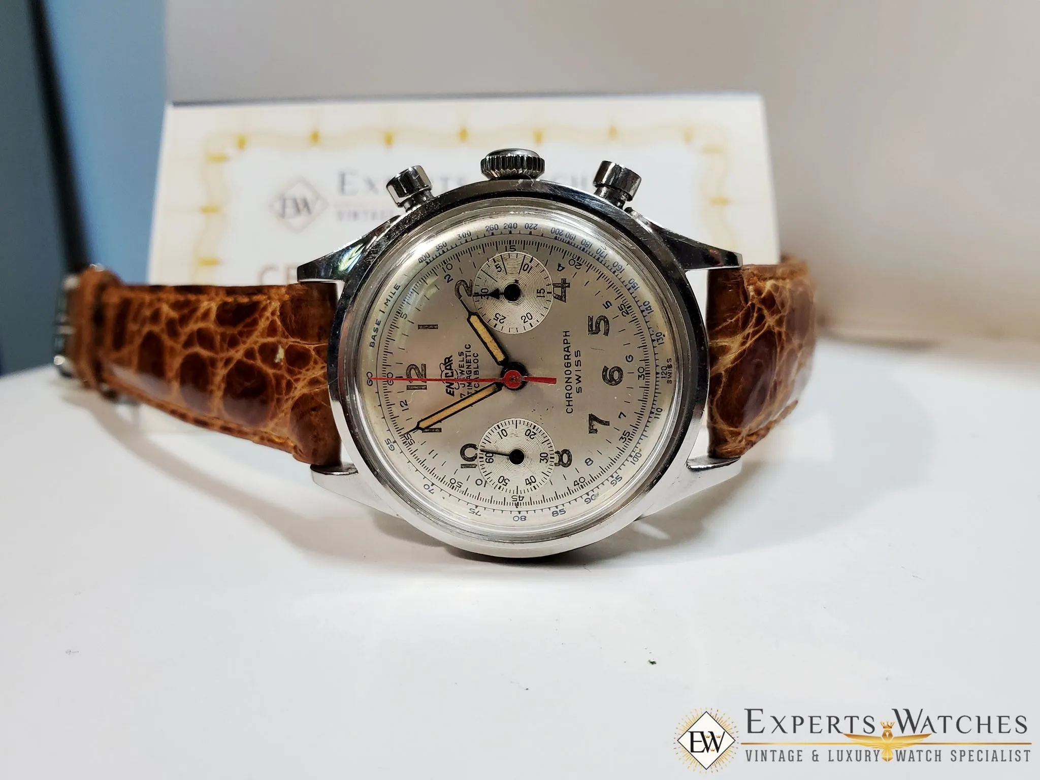 Serviced Vintage Enicar Chronograph Pilots Watch Valjoux 92 Pre Sherpa 1970's