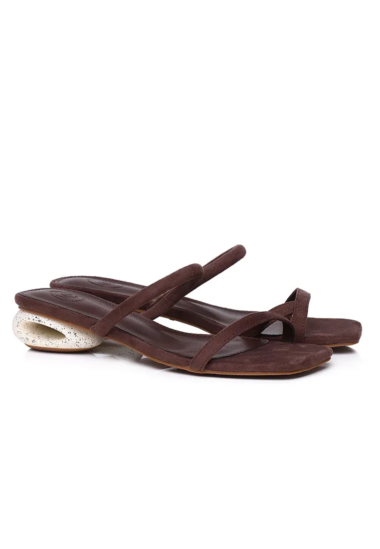 Sherry Strappy Oval Heels (Brown)