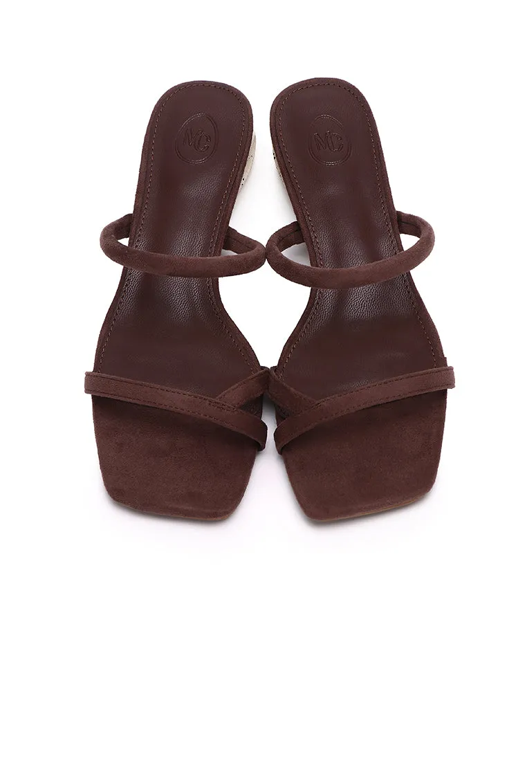 Sherry Strappy Oval Heels (Brown)