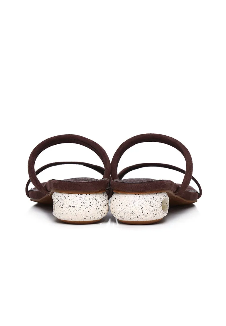 Sherry Strappy Oval Heels (Brown)