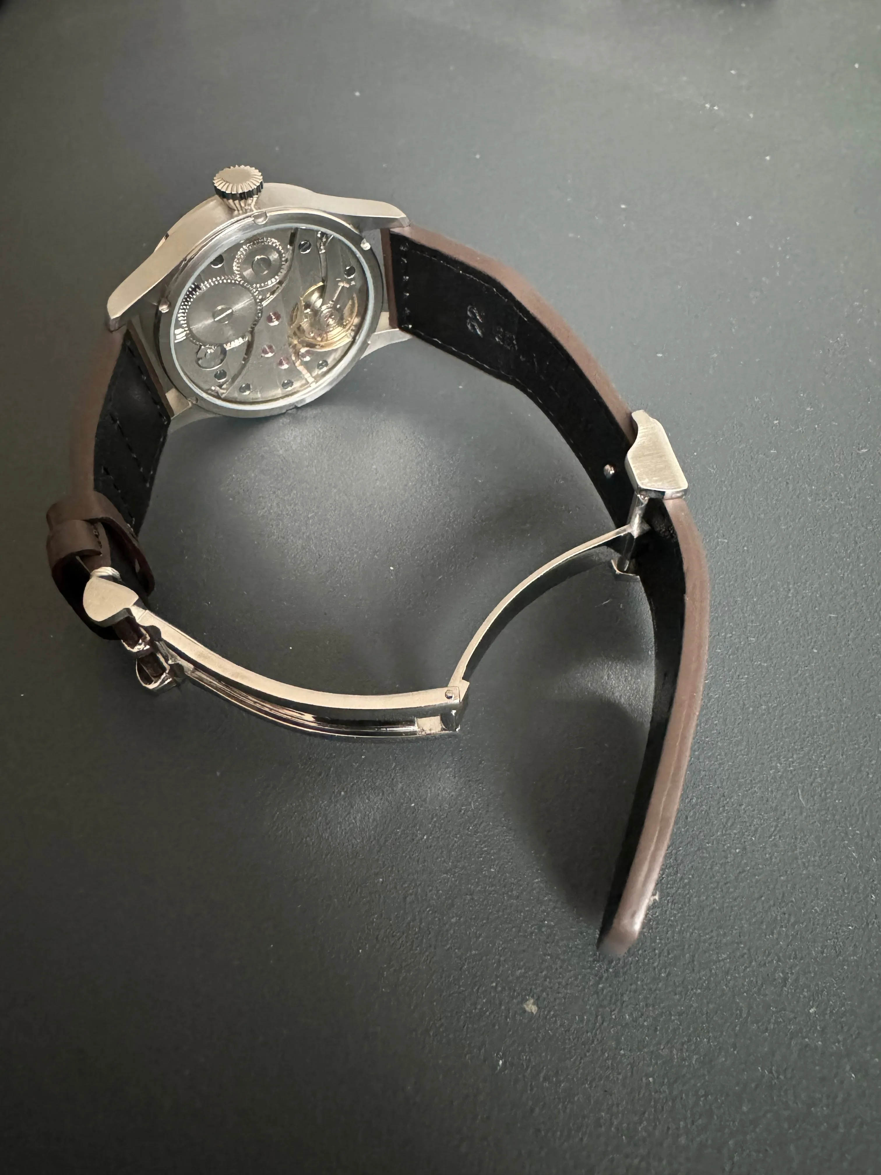 Sterile dial - 42mm Pilot watch with riveted leather strap