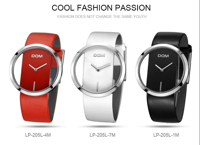 Stylish Womens Waterproof Quartz Watch Genuine Leather Band