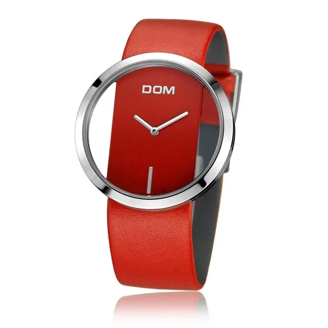Stylish Womens Waterproof Quartz Watch Genuine Leather Band