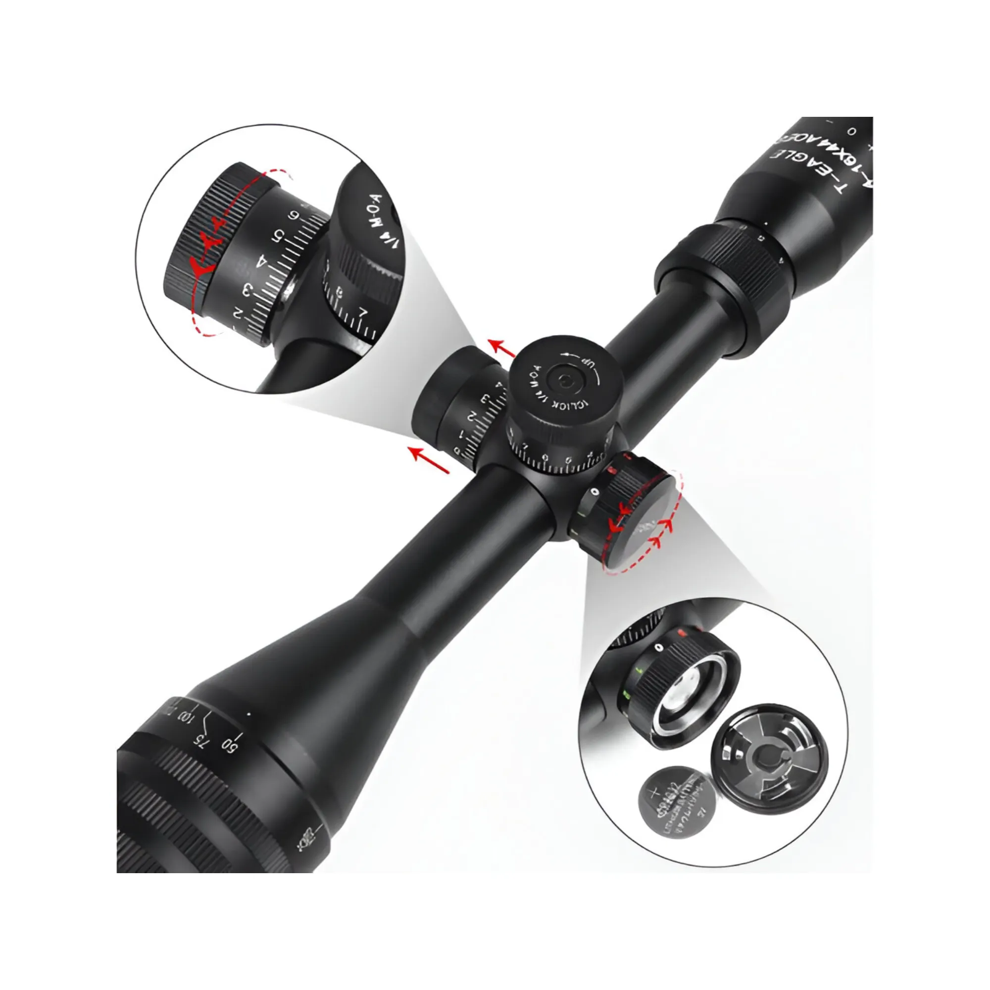 Tactical 16x44 Shockproof Hunting Riflescope for Sniper Precision