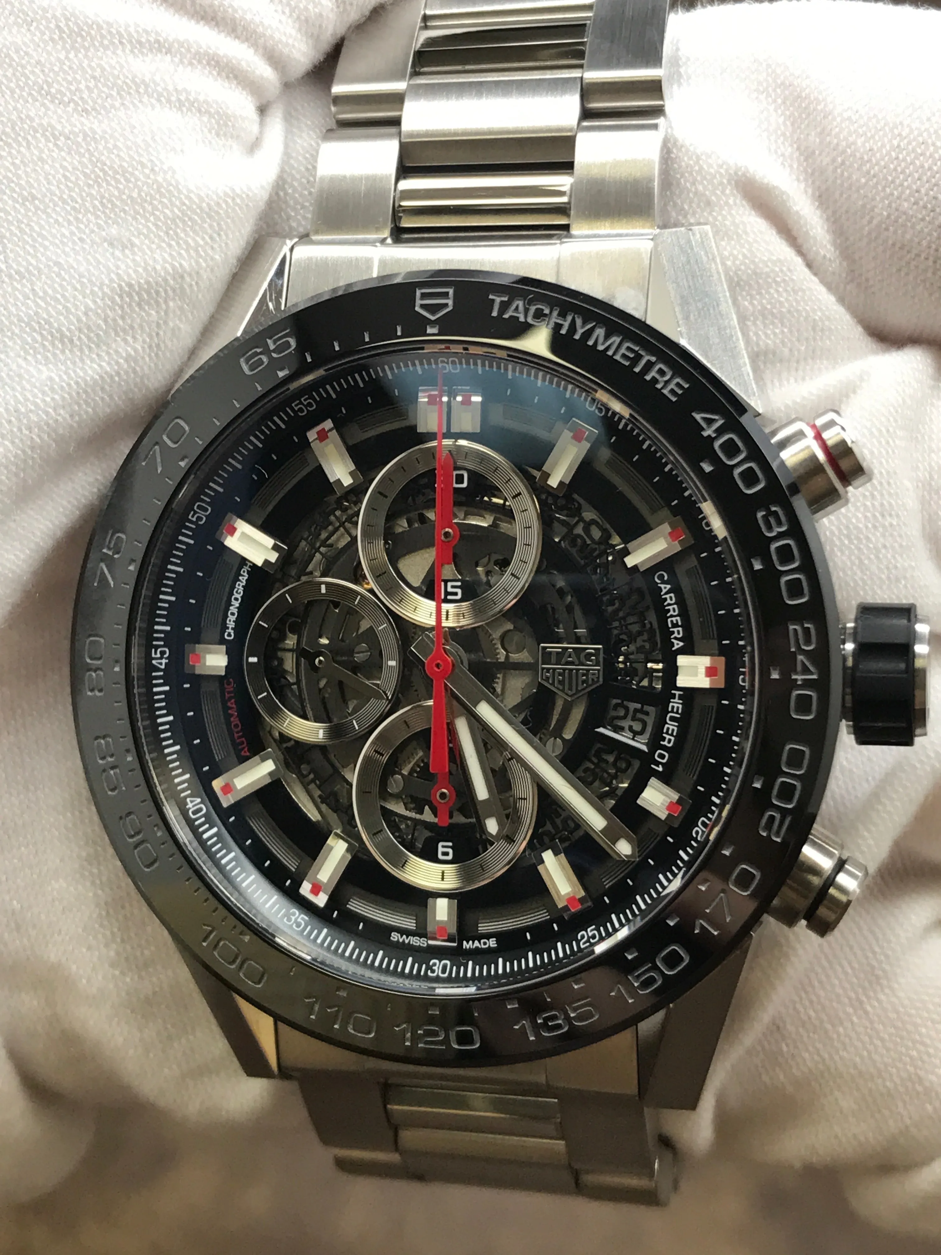 TAG Heuer Carrera Chronograph Calibre HEUER01 CAR2A1W.BA0703 Black Skeleton Dial Automatic Men's Watch