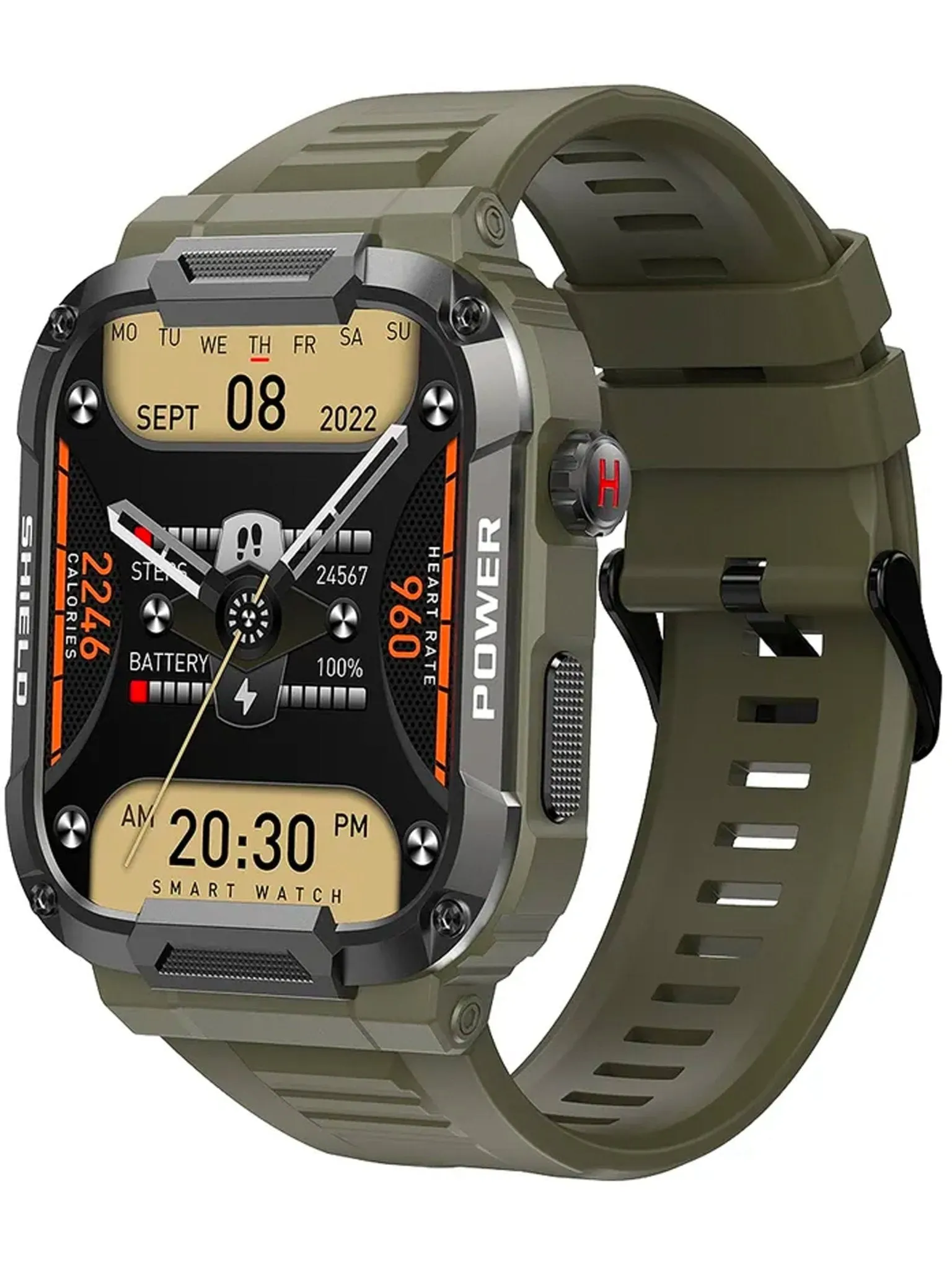 TELSA UK - Smart Watch Waterproof IP68 military style mens Sports & fitness digital Watch with Touch Screen display, Fitness Watch, Heart Rate, Step counter Smart Watch for men IOS & Android