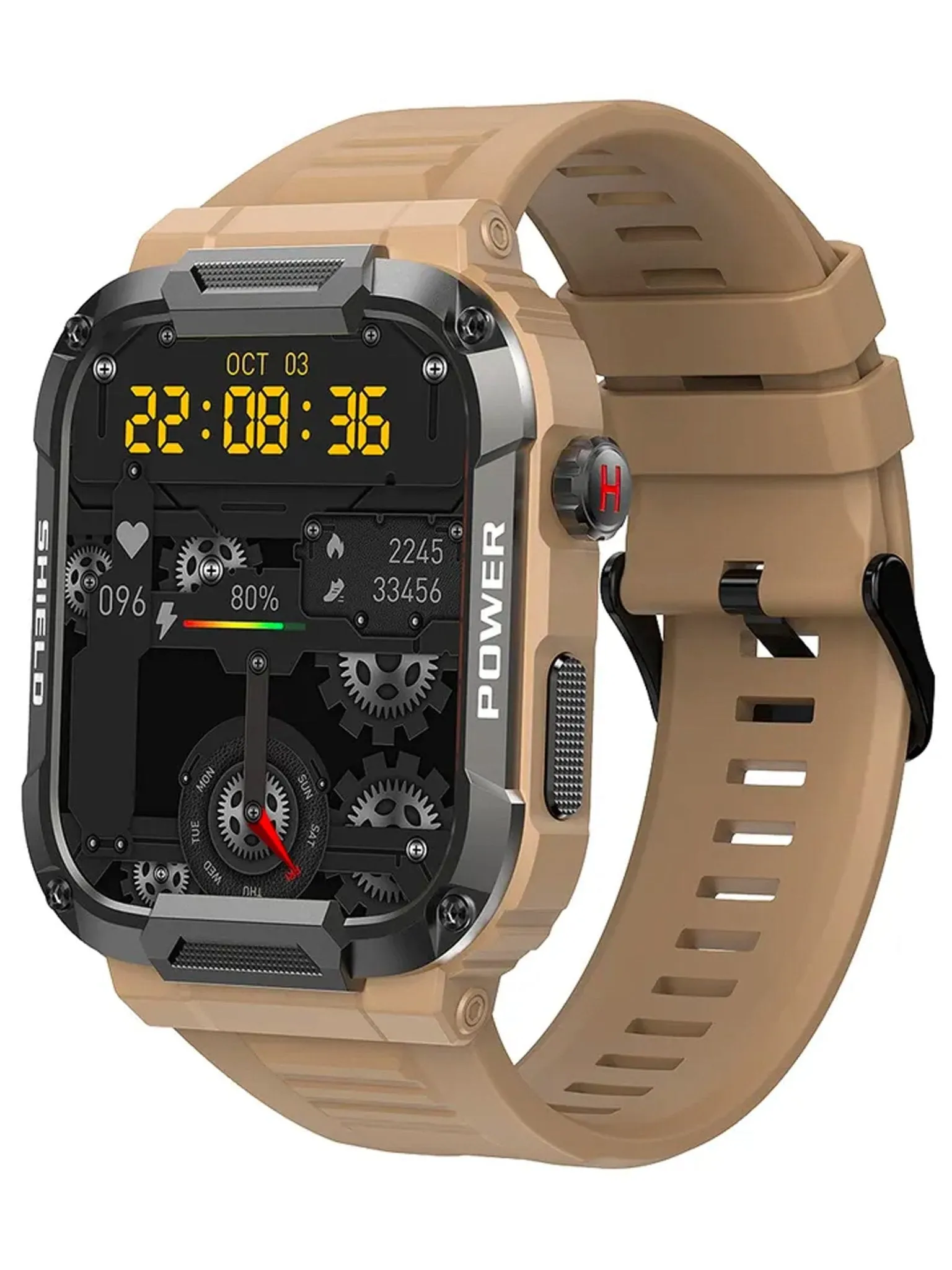 TELSA UK - Smart Watch Waterproof IP68 military style mens Sports & fitness digital Watch with Touch Screen display, Fitness Watch, Heart Rate, Step counter Smart Watch for men IOS & Android