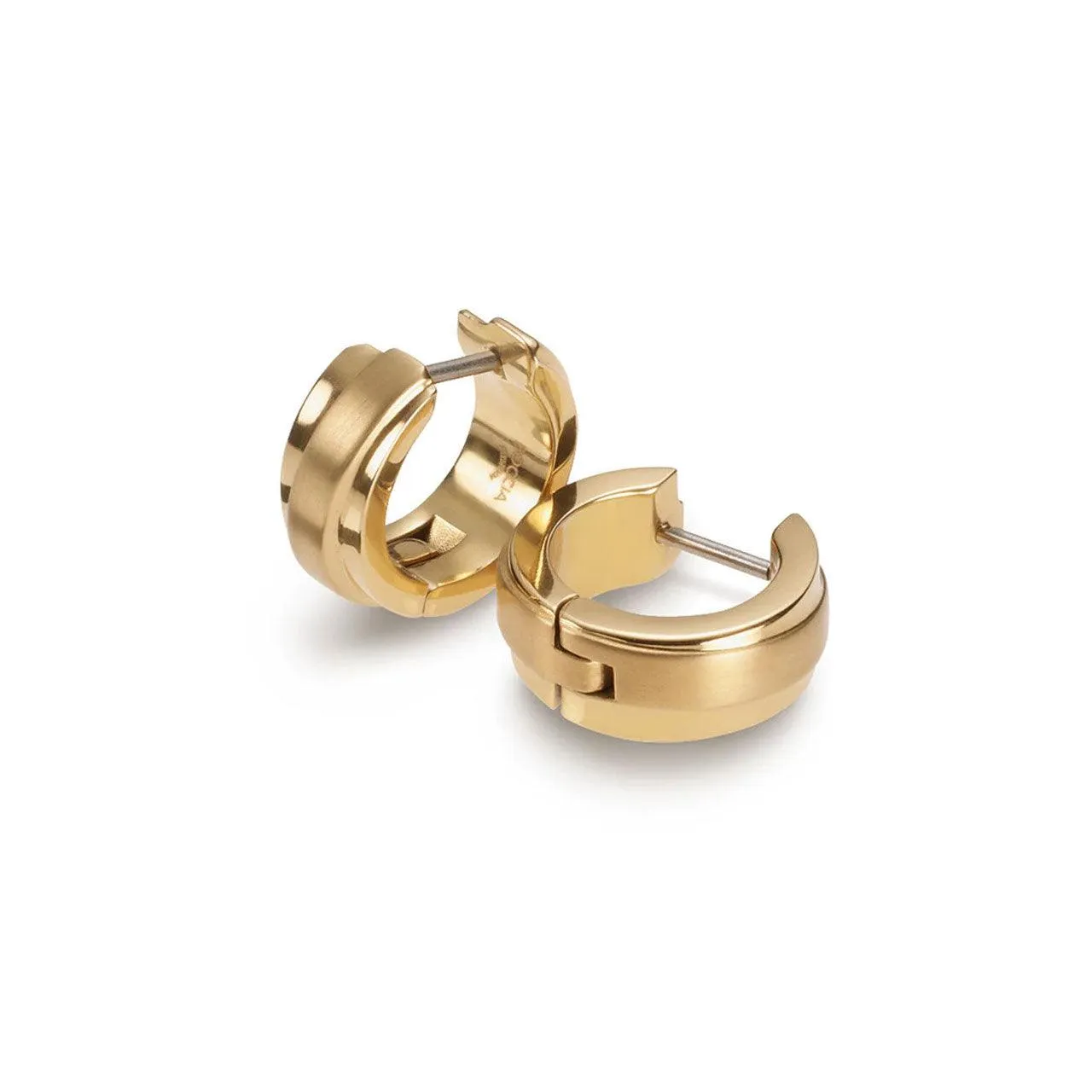 Titanium 14mm Yellow Gold Plated Huggie Earrings