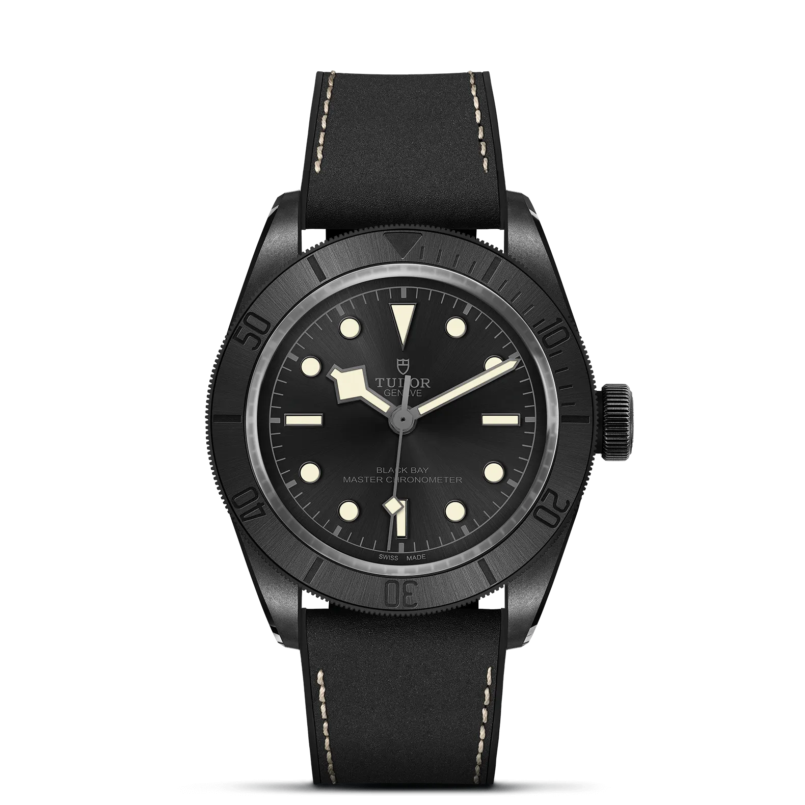 TUDOR Black Bay 41mm Ceramic Case, Black Dial, Hybrid Leather and Rubber Strap (M79210CNU-0001)