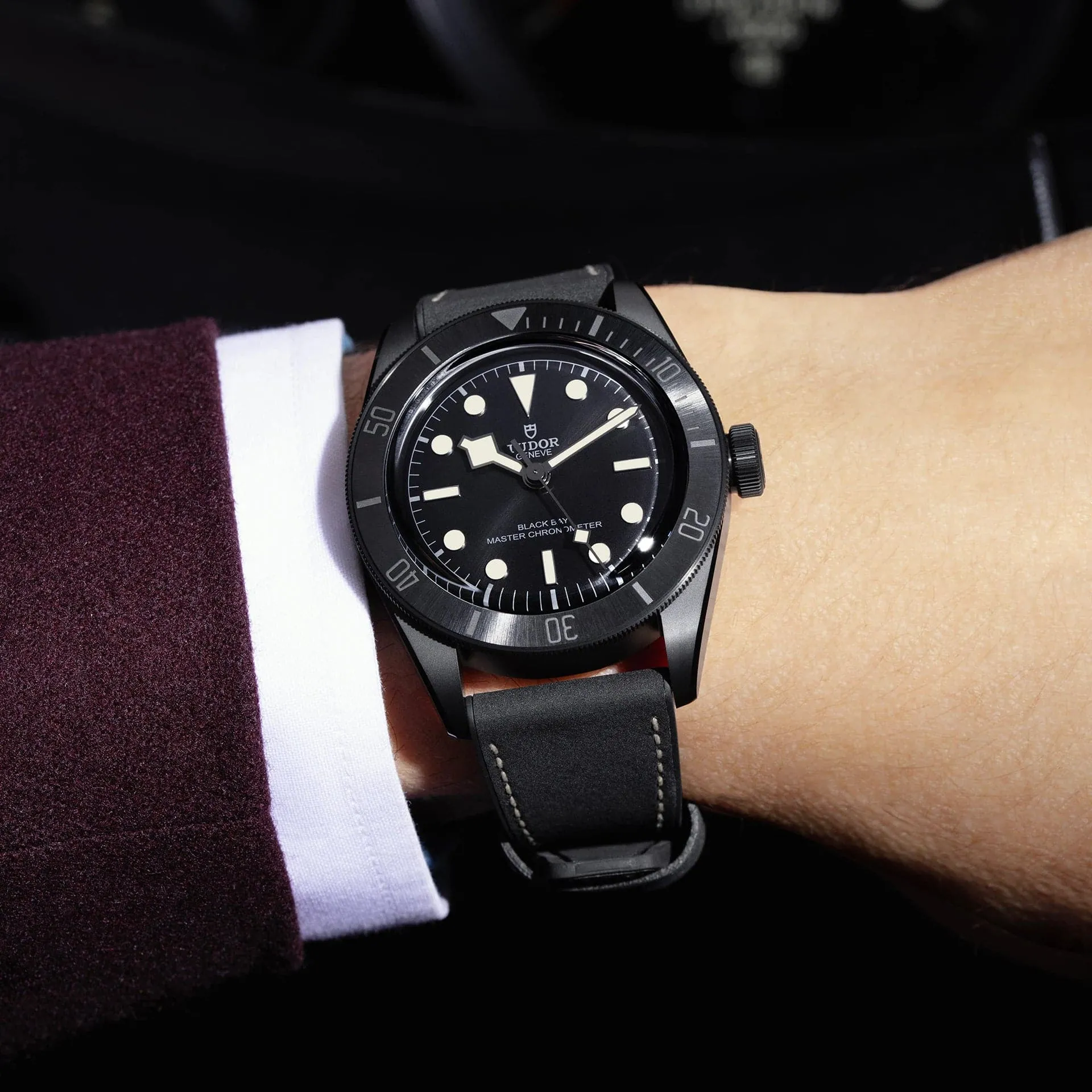 TUDOR Black Bay 41mm Ceramic Case, Black Dial, Hybrid Leather and Rubber Strap (M79210CNU-0001)