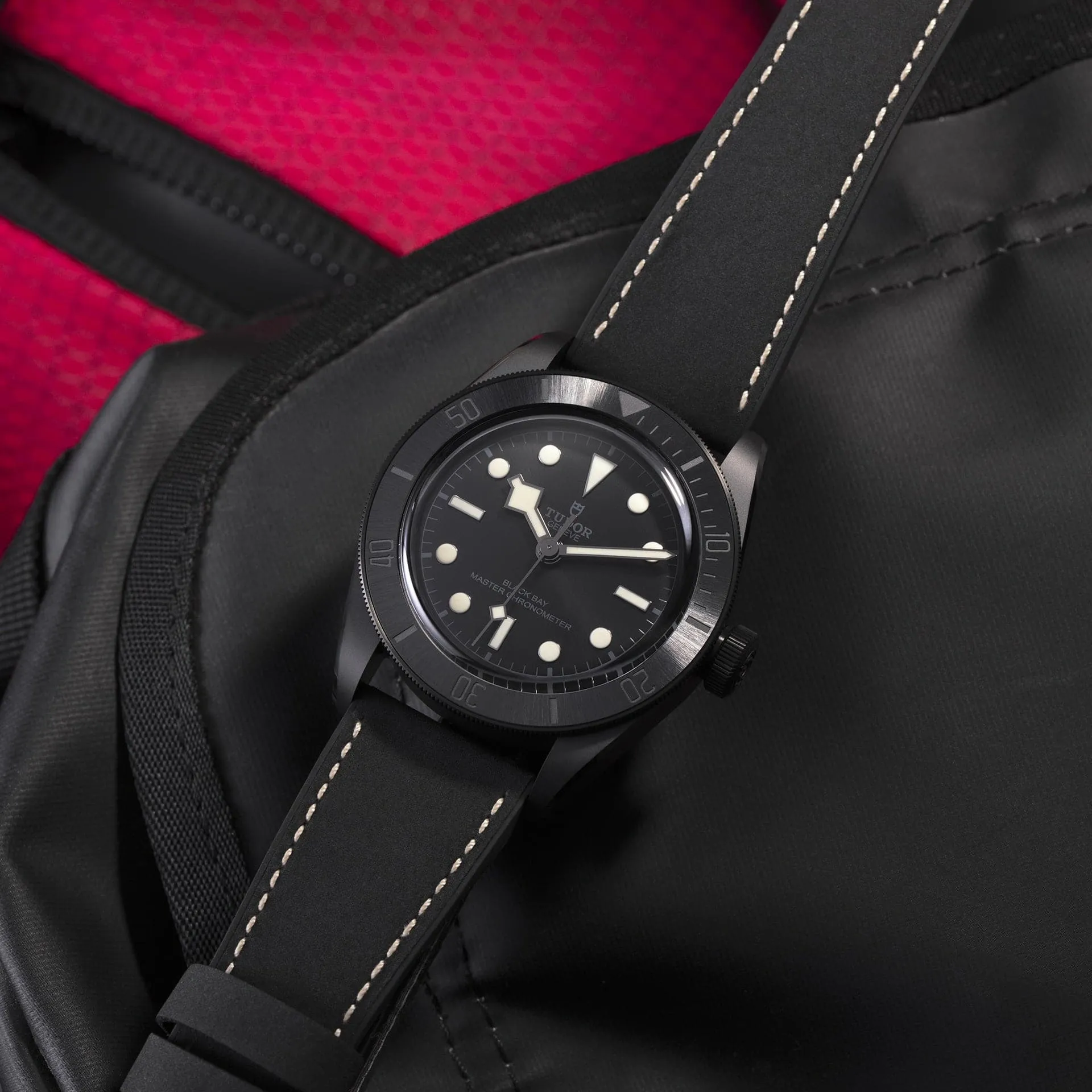 TUDOR Black Bay 41mm Ceramic Case, Black Dial, Hybrid Leather and Rubber Strap (M79210CNU-0001)