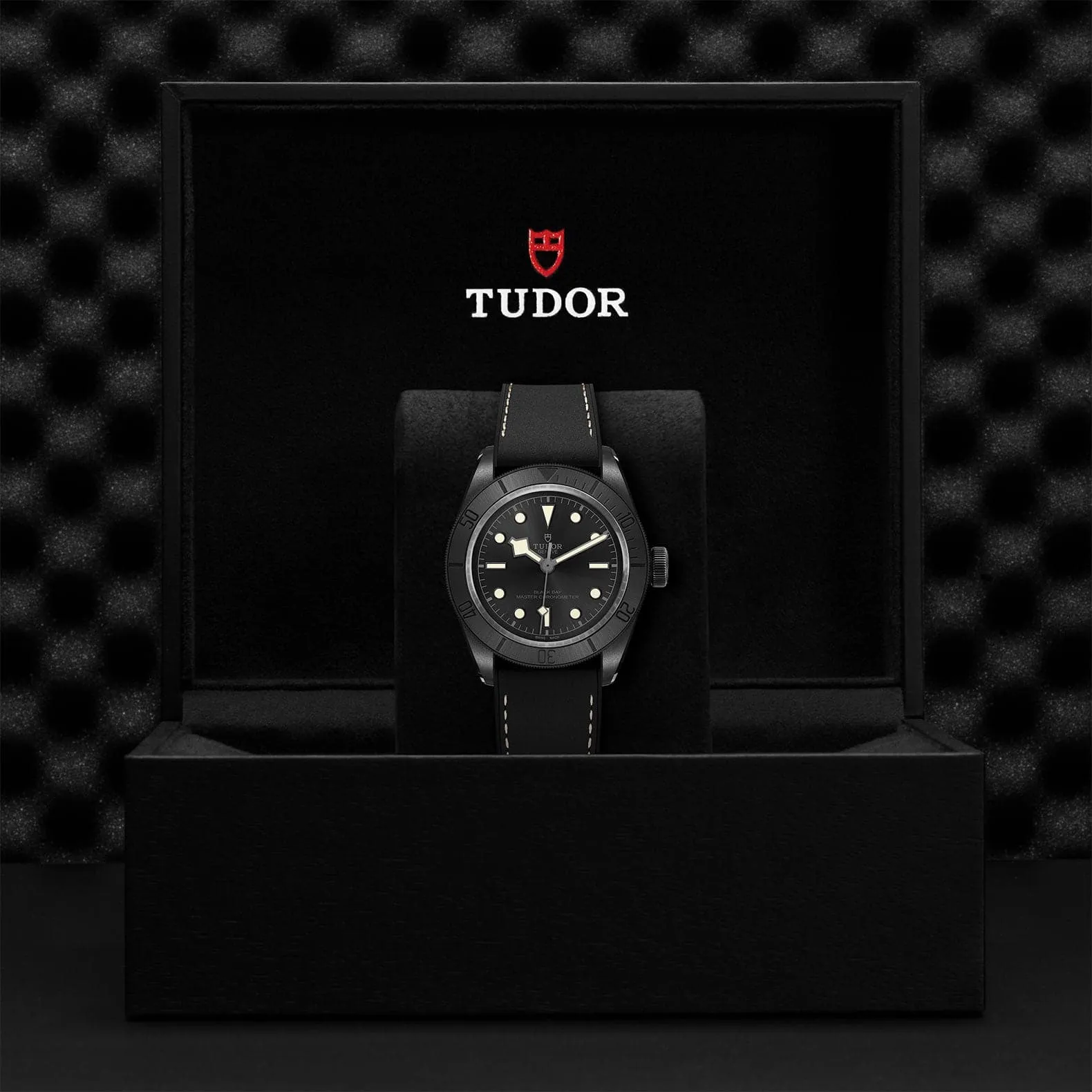 TUDOR Black Bay 41mm Ceramic Case, Black Dial, Hybrid Leather and Rubber Strap (M79210CNU-0001)