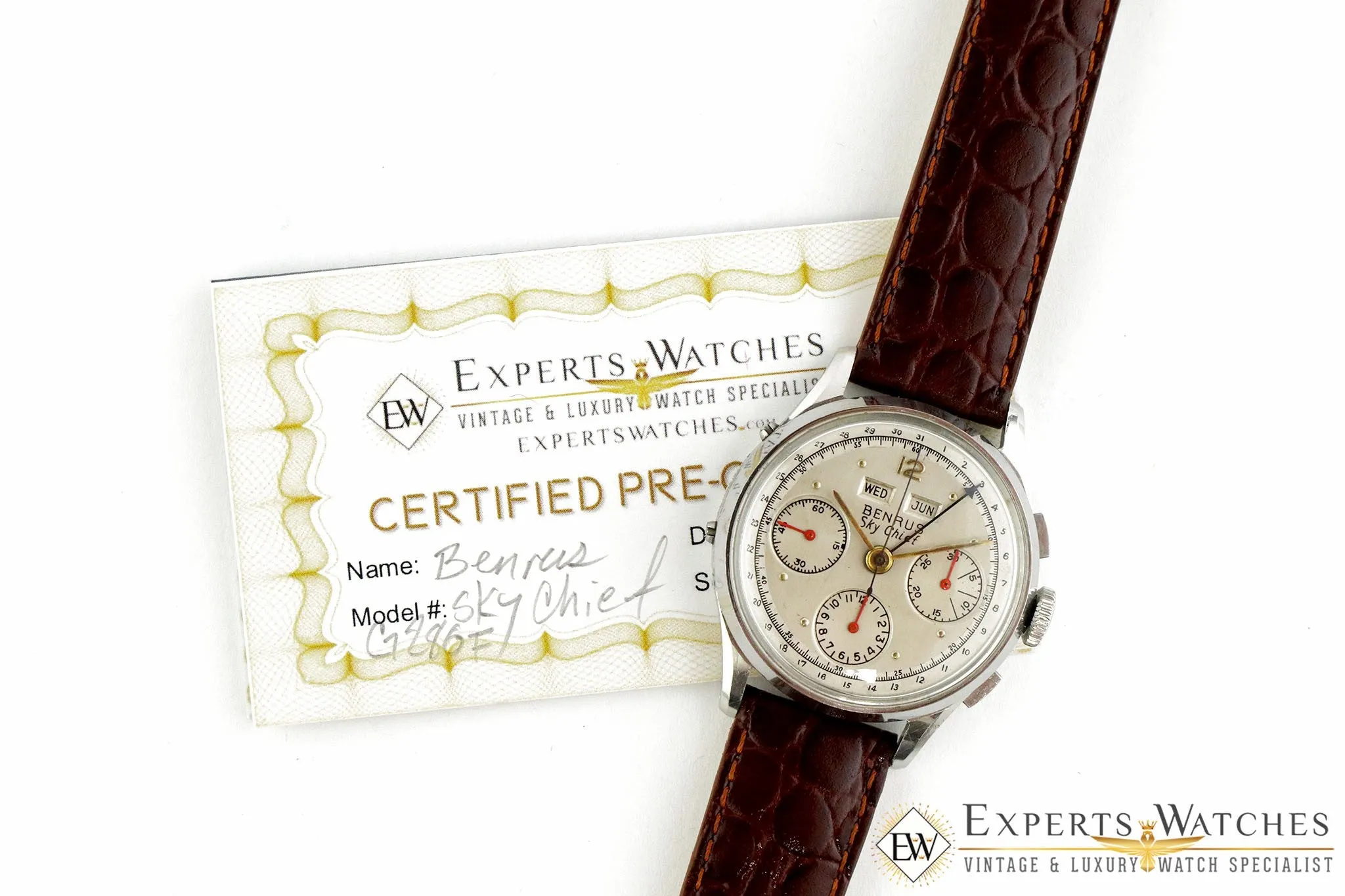 Vintage 1940's Benrus Sky Chief Triple Date Day Ref. G280F Valjoux 72C Watch CPO