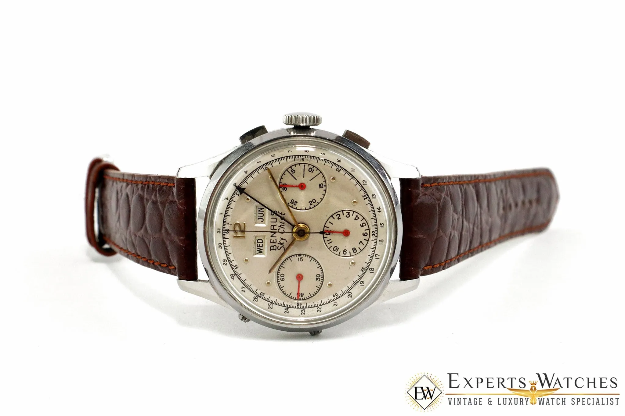 Vintage 1940's Benrus Sky Chief Triple Date Day Ref. G280F Valjoux 72C Watch CPO