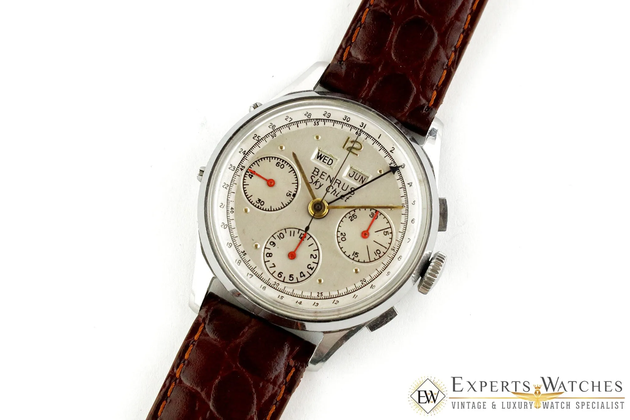 Vintage 1940's Benrus Sky Chief Triple Date Day Ref. G280F Valjoux 72C Watch CPO