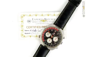 Vintage 1960's Nivada Panda Tropical Chronograph GMT 5750 Valjoux 724 Watch COKE