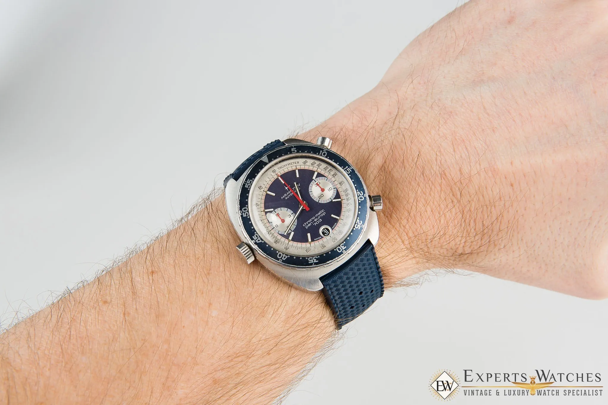Vintage 1970's Hamilton Chrono-Matic Pan Europ 703 11003-3 Cal 11 Blue Watch