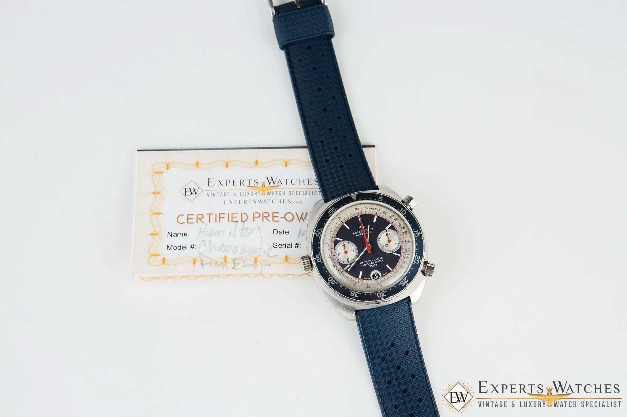 Vintage 1970's Hamilton Chrono-Matic Pan Europ 703 11003-3 Cal 11 Blue Watch
