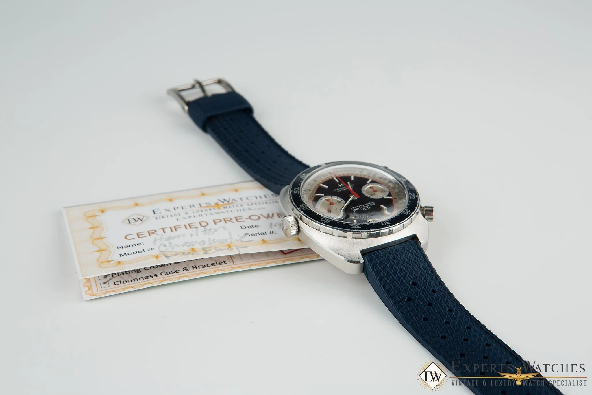 Vintage 1970's Hamilton Chrono-Matic Pan Europ 703 11003-3 Cal 11 Blue Watch