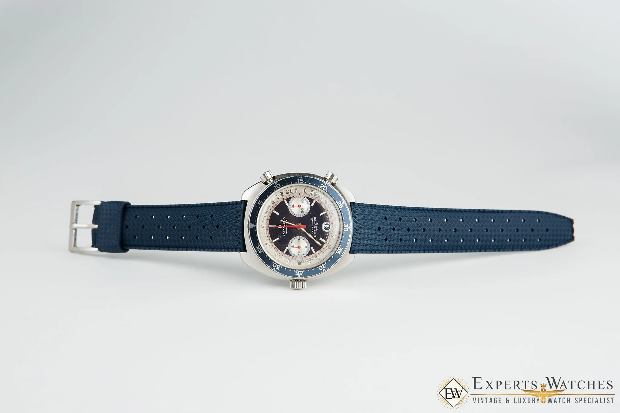 Vintage 1970's Hamilton Chrono-Matic Pan Europ 703 11003-3 Cal 11 Blue Watch