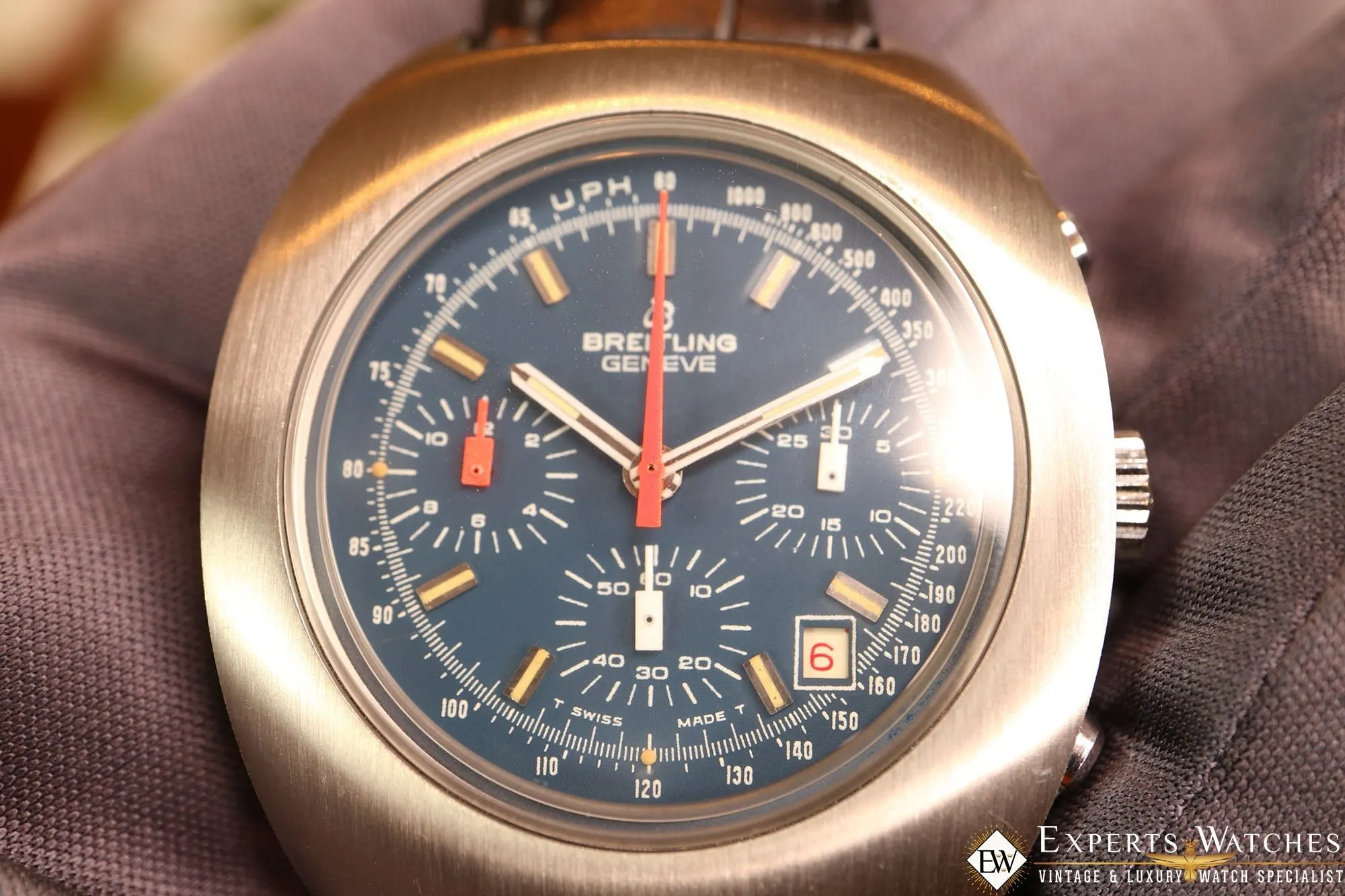 Vintage Breitling Long Plaing Dat. 7103 .3 1970's Valjoux 7740 Chronograph Date