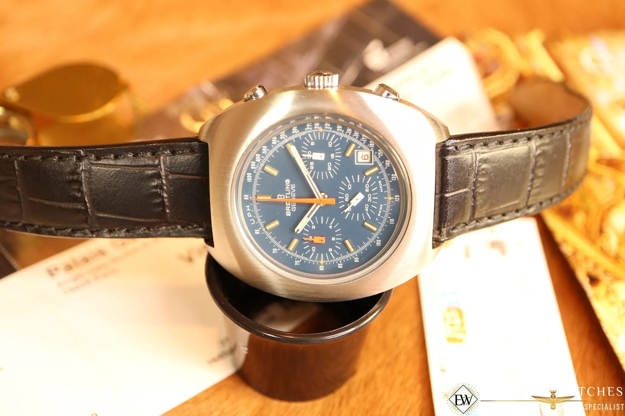 Vintage Breitling Long Plaing Dat. 7103 .3 1970's Valjoux 7740 Chronograph Date