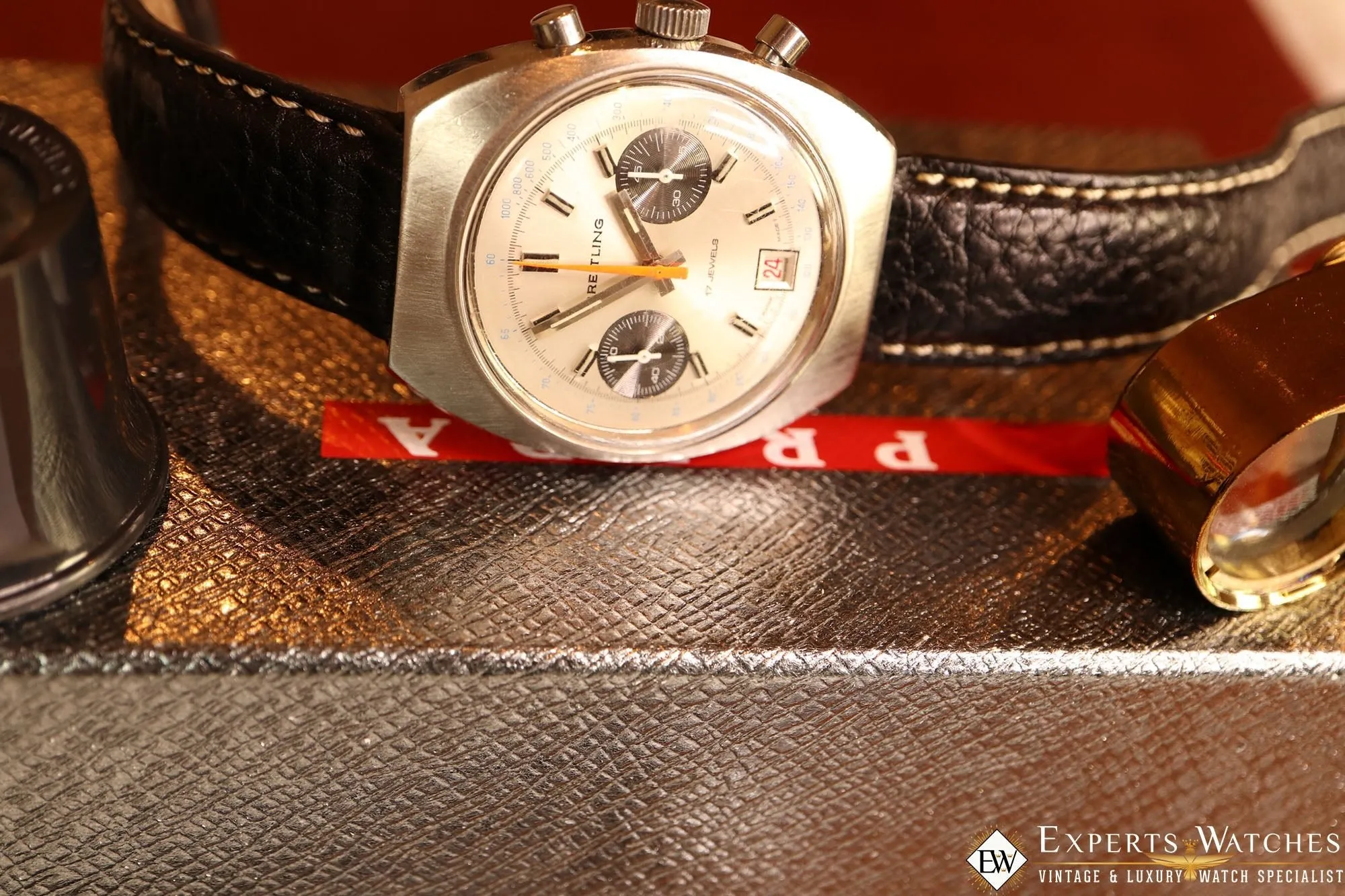 Vintage Breitling REF 592 DATORA Chronograph Watch Cir 1972 Date Valjoux 7734