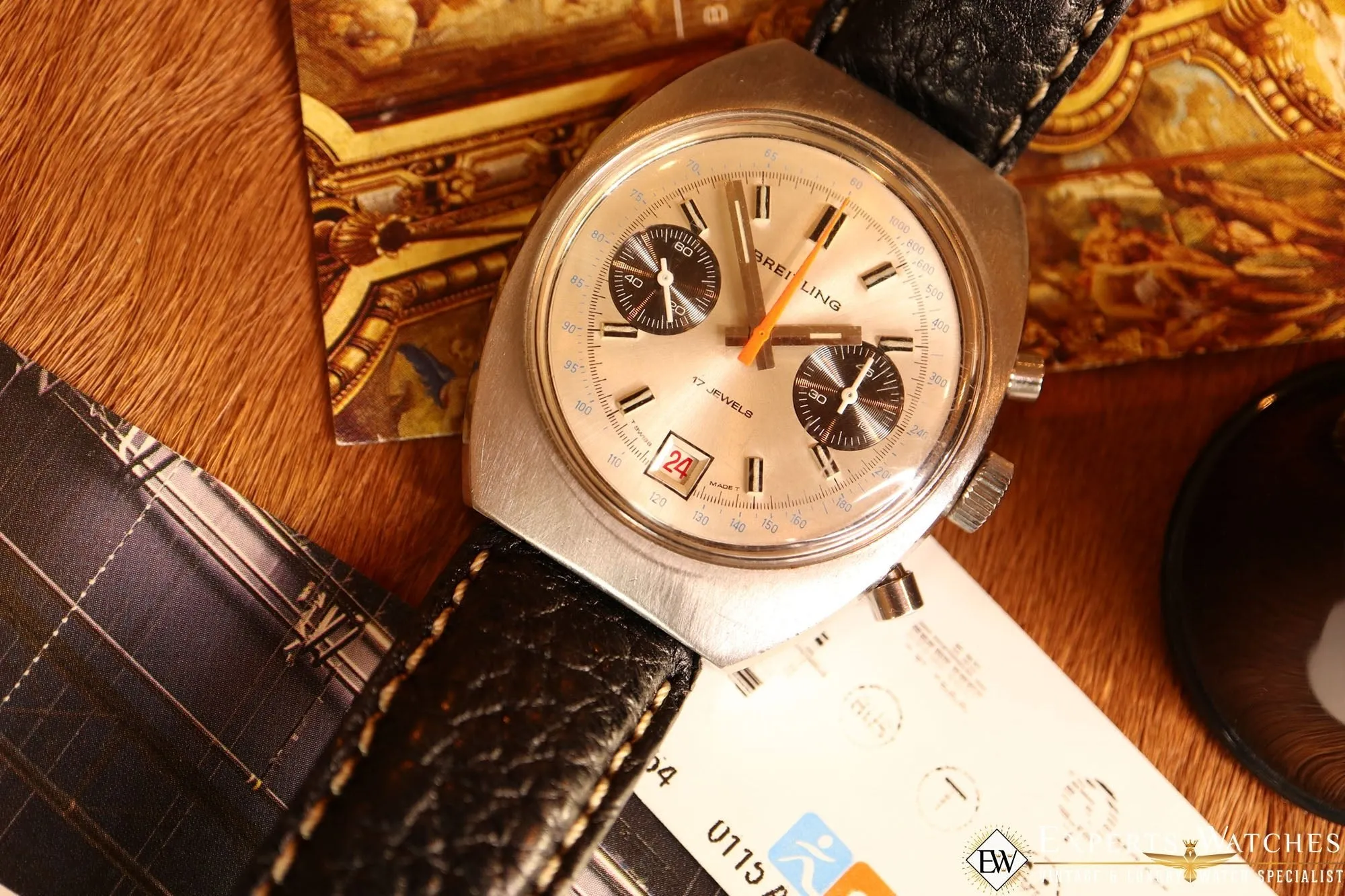 Vintage Breitling REF 592 DATORA Chronograph Watch Cir 1972 Date Valjoux 7734