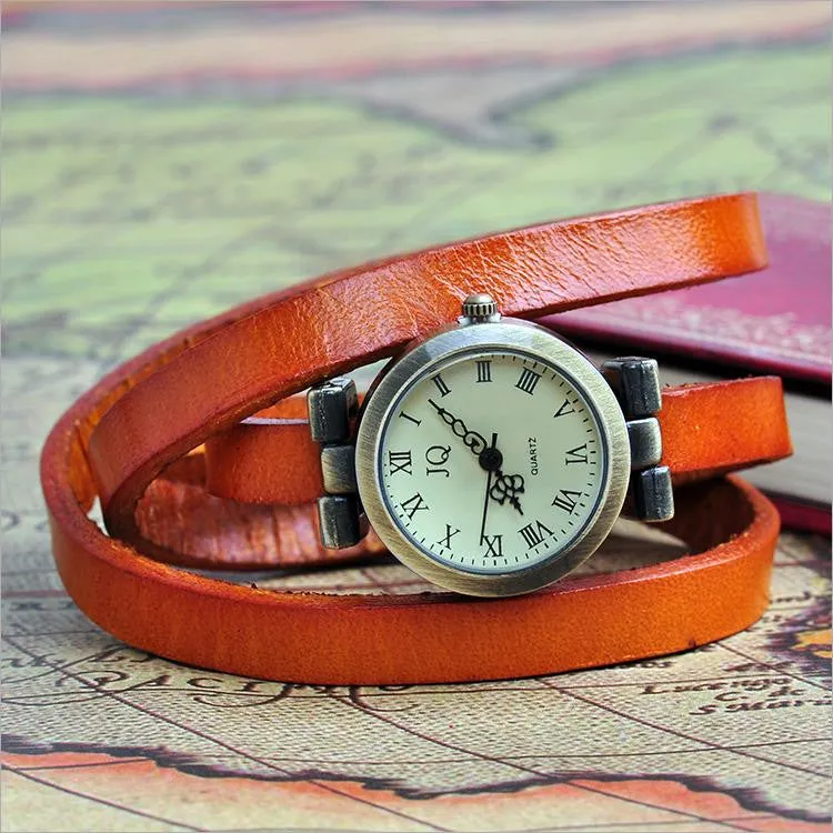 Vintage Long Band Genuine Cow leather Watch Women Brand Men ROMA Header Ladies Bracelet Dress Quartz Wristwatches