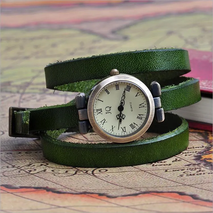 Vintage Long Band Genuine Cow leather Watch Women Brand Men ROMA Header Ladies Bracelet Dress Quartz Wristwatches