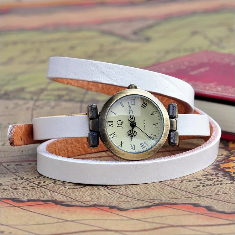 Vintage Long Band Genuine Cow leather Watch Women Brand Men ROMA Header Ladies Bracelet Dress Quartz Wristwatches