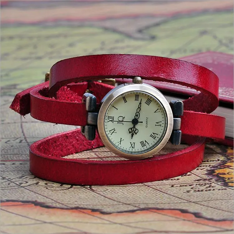 Vintage Long Band Genuine Cow leather Watch Women Brand Men ROMA Header Ladies Bracelet Dress Quartz Wristwatches