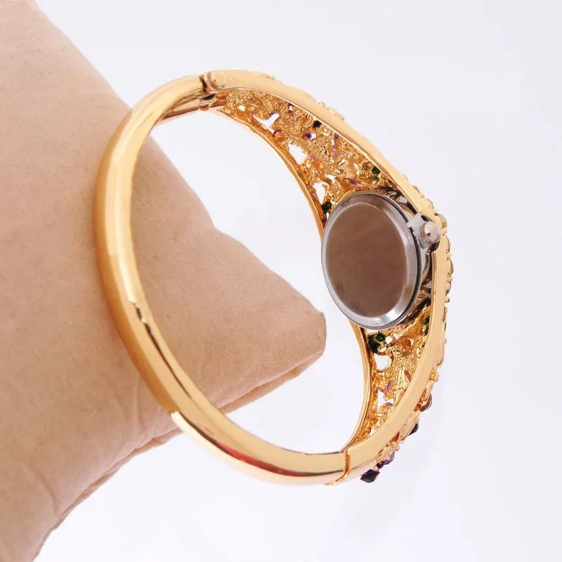 Vintage relogio Quartz Watches Luxury Brand Women Relogio Feminino Bracelet Fashion Gold Plated Crystal Montre Femme Watches
