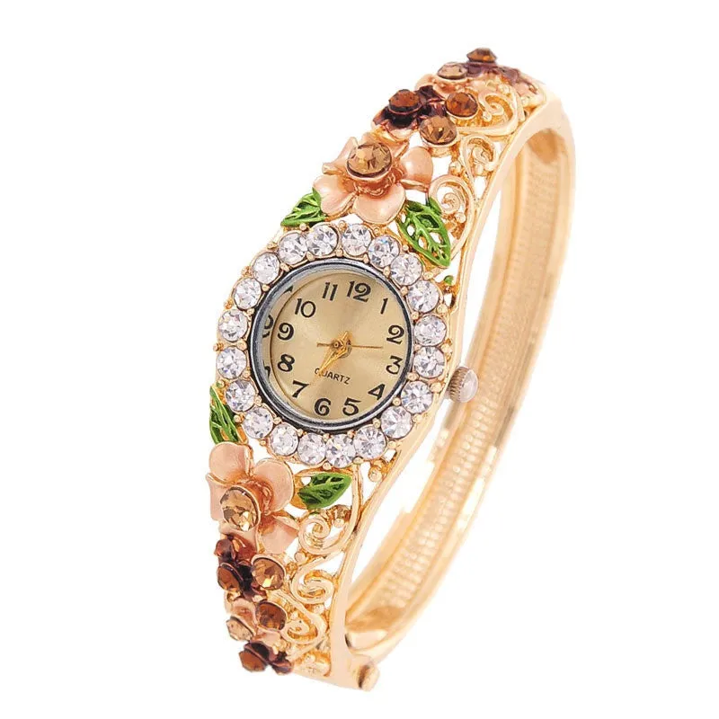 Vintage relogio Quartz Watches Luxury Brand Women Relogio Feminino Bracelet Fashion Gold Plated Crystal Montre Femme Watches