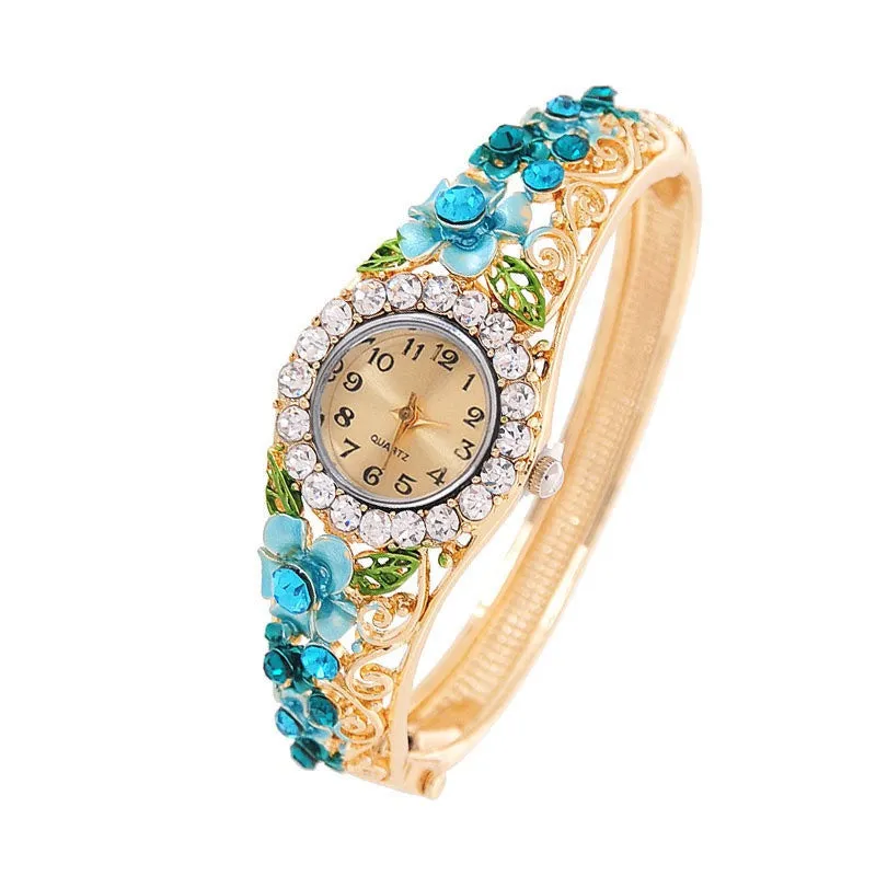 Vintage relogio Quartz Watches Luxury Brand Women Relogio Feminino Bracelet Fashion Gold Plated Crystal Montre Femme Watches