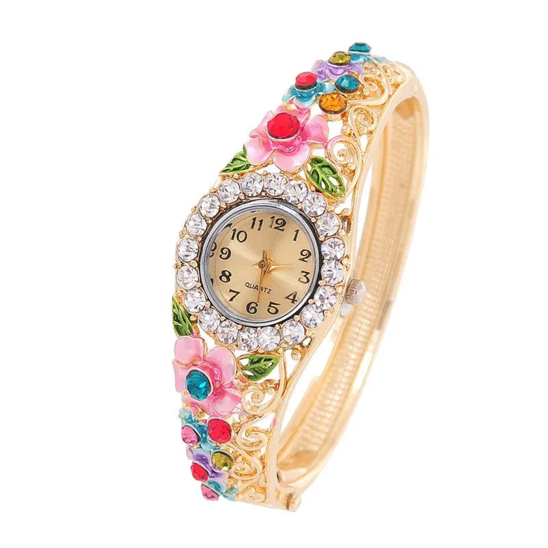 Vintage relogio Quartz Watches Luxury Brand Women Relogio Feminino Bracelet Fashion Gold Plated Crystal Montre Femme Watches