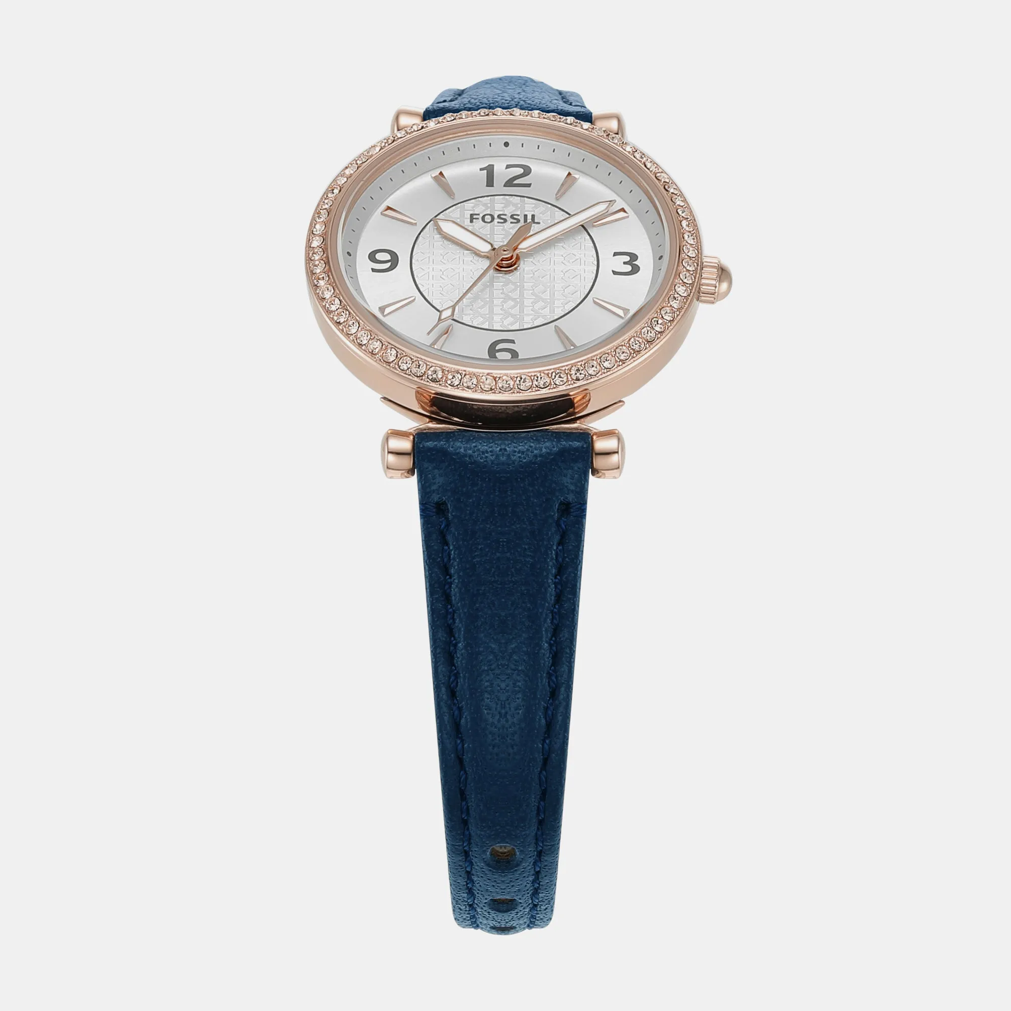 Women Carlie Three-Hand Navy Leather Watch ES5295